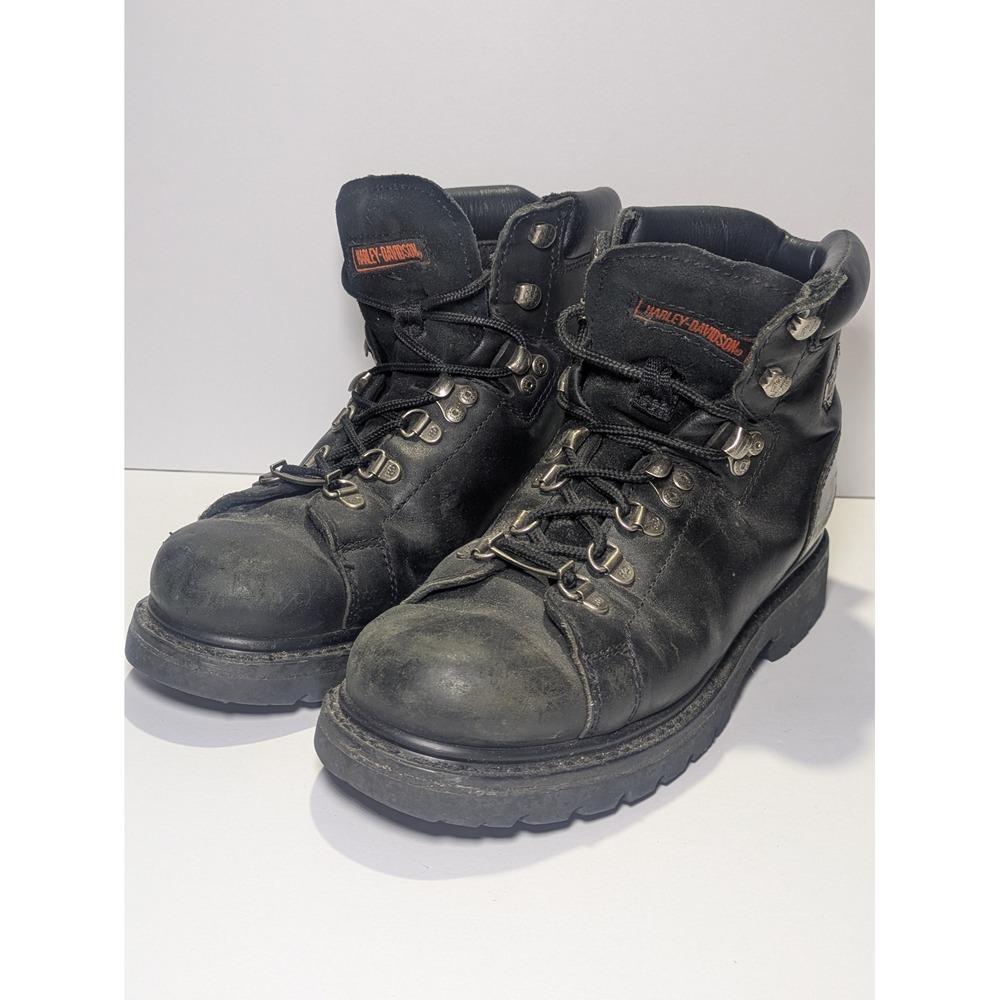 Harley-Davidson Mens Black Leather Lace Up Riding Boots 81610 Size 8